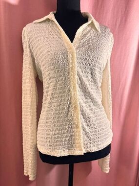 Philosophy Cream Button-Up Textured Knit Cardigan